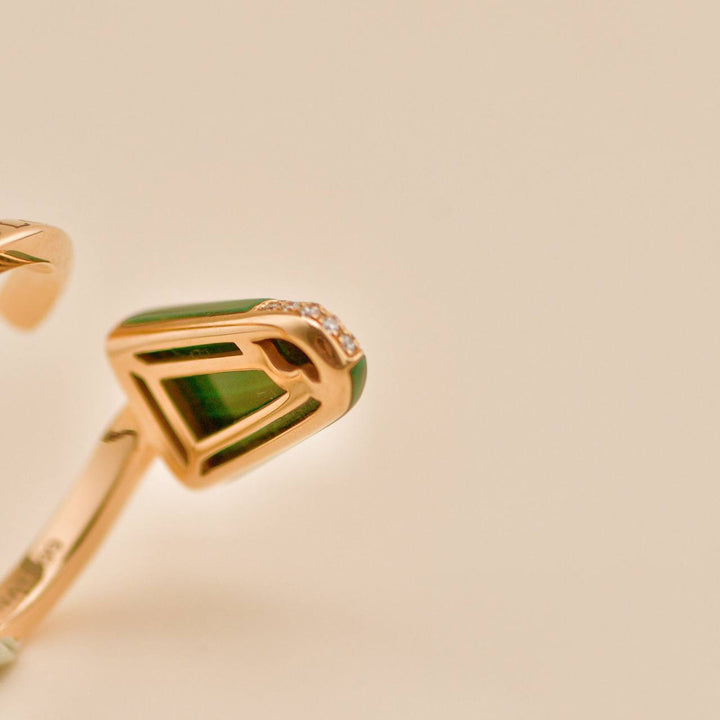 Preloved Bvlgari Gelati Diamond Malachite 18K Rose Gold Ring
