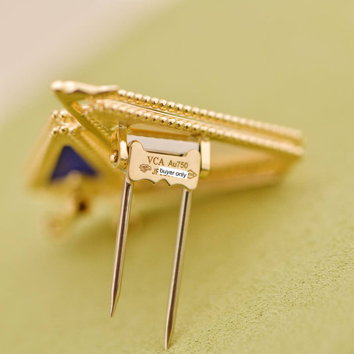 Preowned Van Cleef Lapis Lazuli Mother of pearl Lucky Summer Boat clip