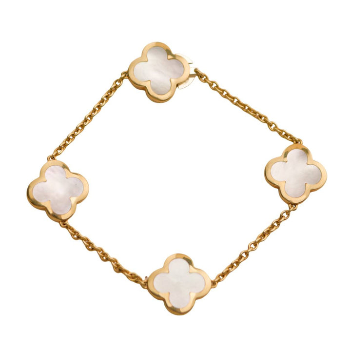 Preloved Van Cleef & Arpels Pure Alhambra Mother of Pearl 18K Yellow Gold Bracelet