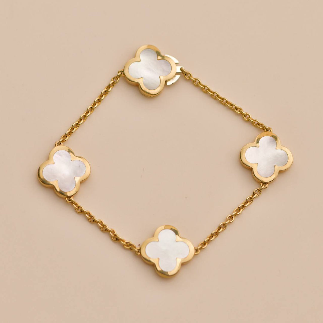 Preloved Van Cleef Pure Alhambra Mother of Pearl 18K Yellow Gold Bracelet