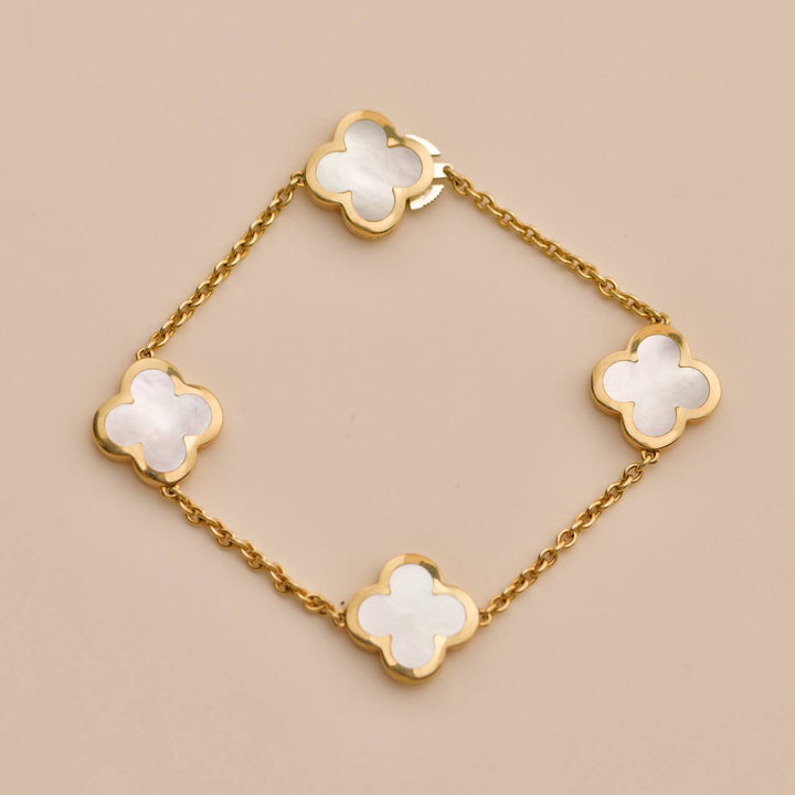 Preloved Van Cleef Pure Alhambra Mother of Pearl 18K Yellow Gold Bracelet