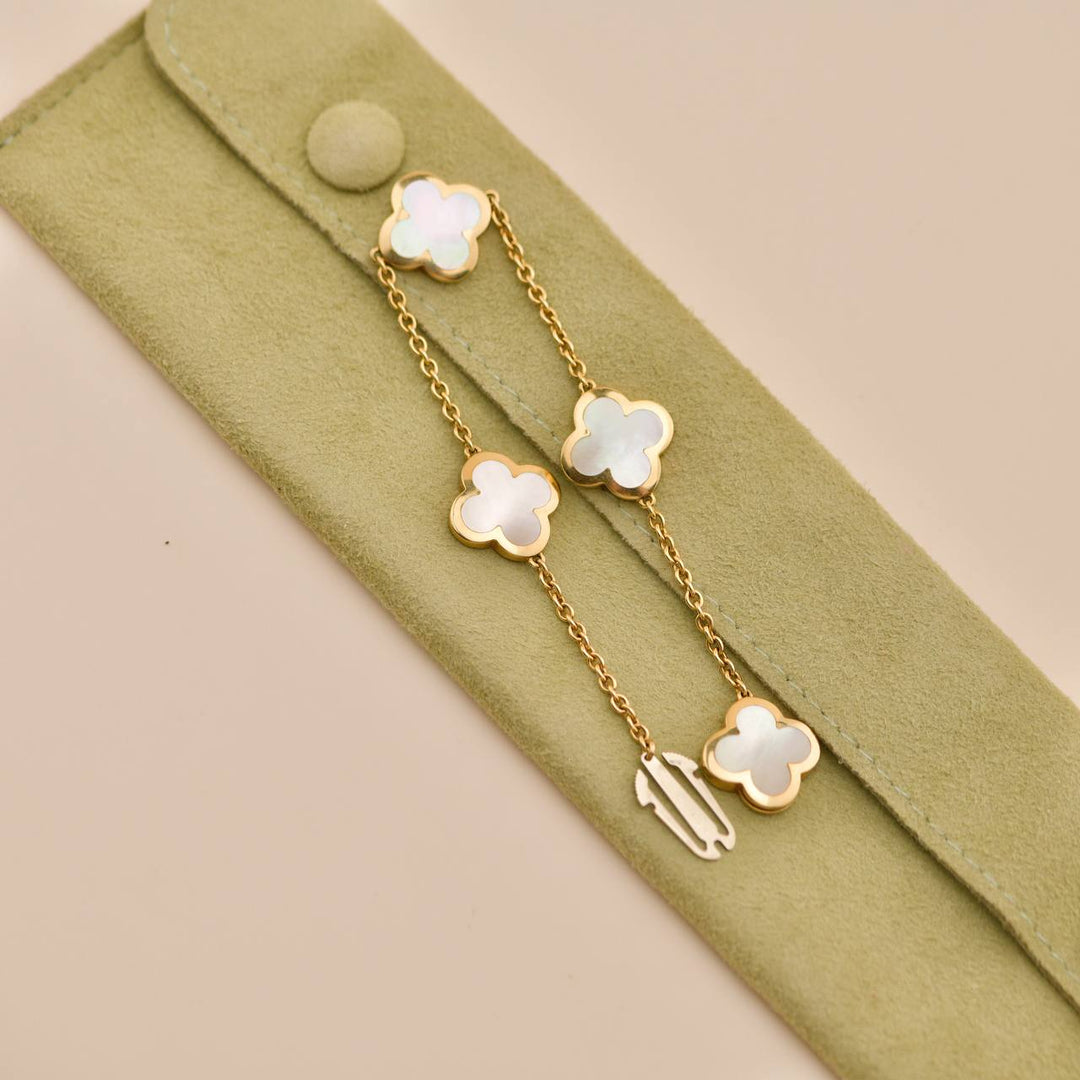 Second Hand Van Cleef & Arpels Pure Alhambra Mother of Pearl 18K Yellow Gold Bracelet