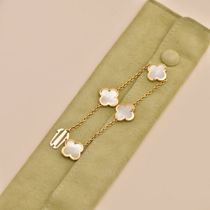 Used Van Cleef & Arpels Pure Alhambra Mother of Pearl 18K Yellow Gold Bracelet