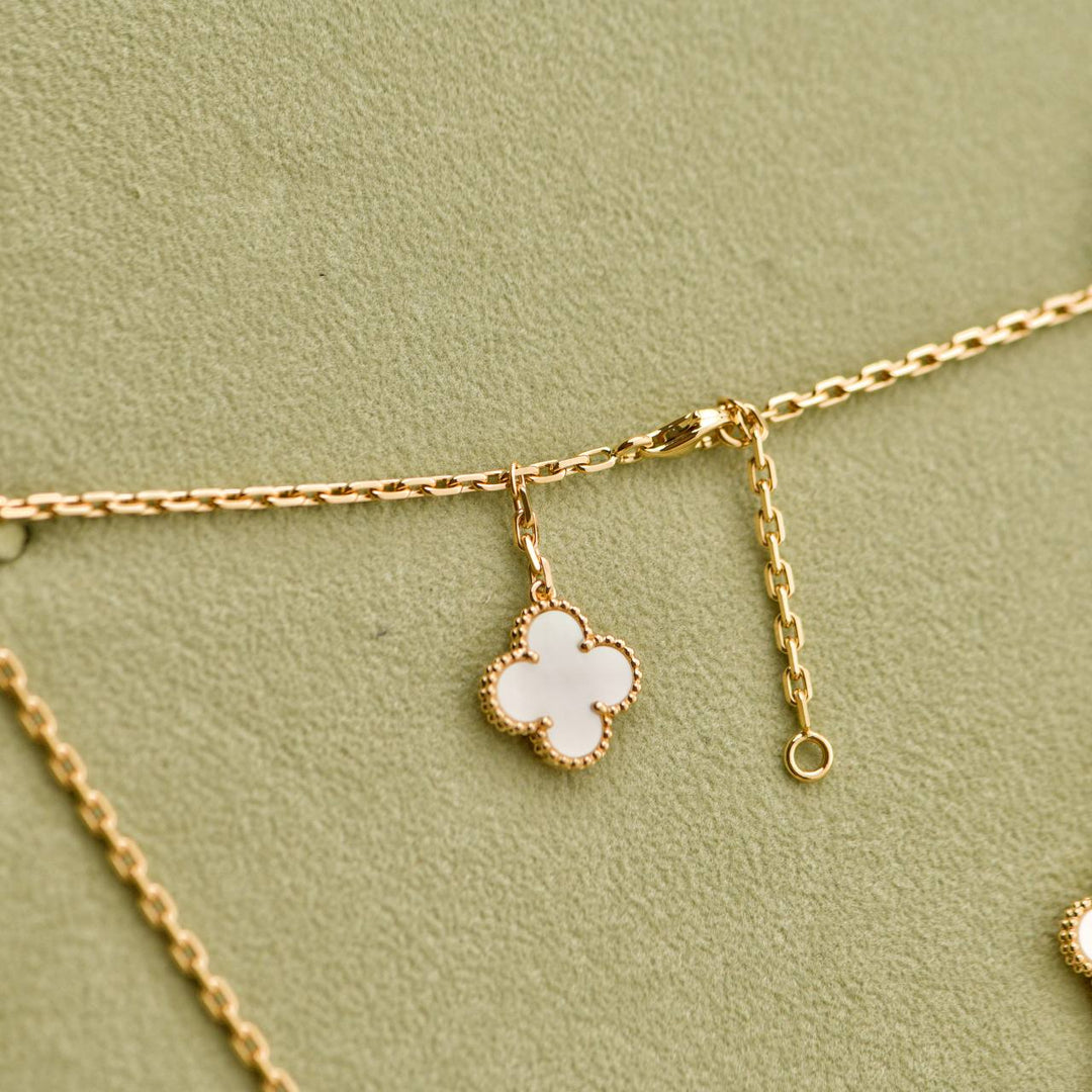 Preloved Van Cleef Magic Alhambra 6 Motifs Mother of Pearl 18K Yellow Gold Necklace