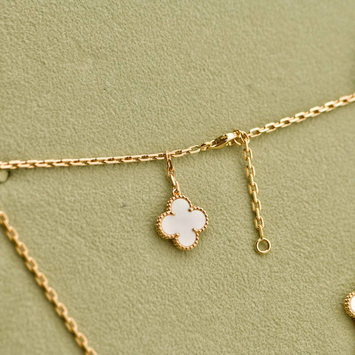 Preloved Van Cleef Magic Alhambra 6 Motifs Mother of Pearl 18K Yellow Gold Necklace