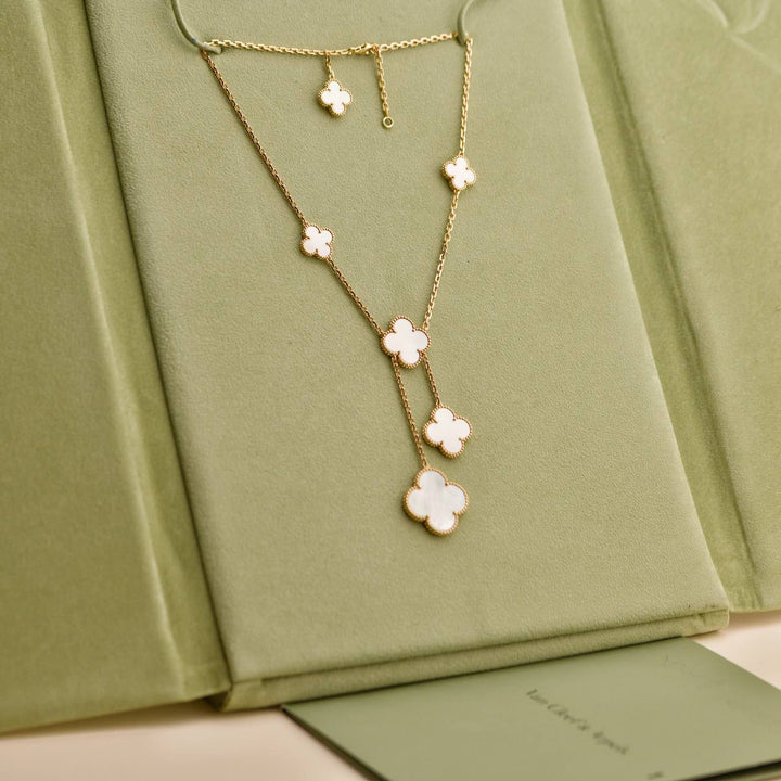 Preowned Van Cleef & Arpels Magic Alhambra 6 Motifs Mother of Pearl 18K Yellow Gold Necklace