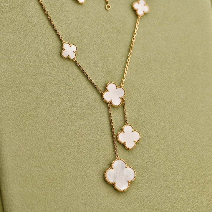 Second Hand Van Cleef & Arpels Magic Alhambra 6 Motifs Mother of Pearl 18K Yellow Gold Necklace