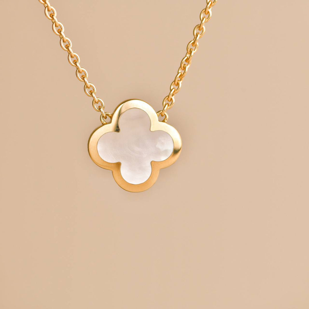 Second Hand Van Cleef & Arpels Pure Alhambra Mother of Pearl 18K Yellow Gold Pendant Necklace