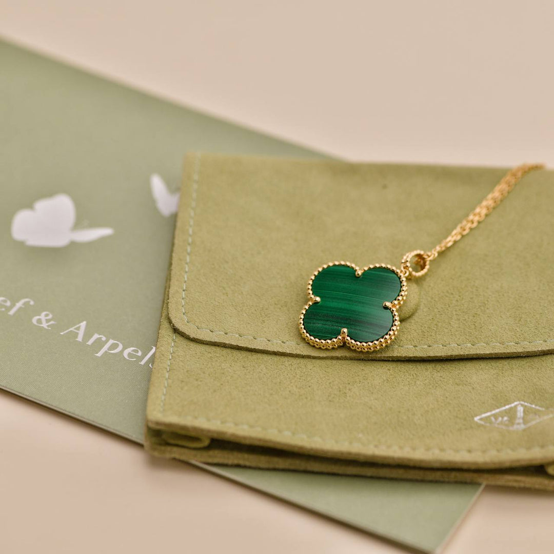 Preowned Van Cleef & Arpels Magic Alhambra Malachite 18K Yellow Gold Necklace
