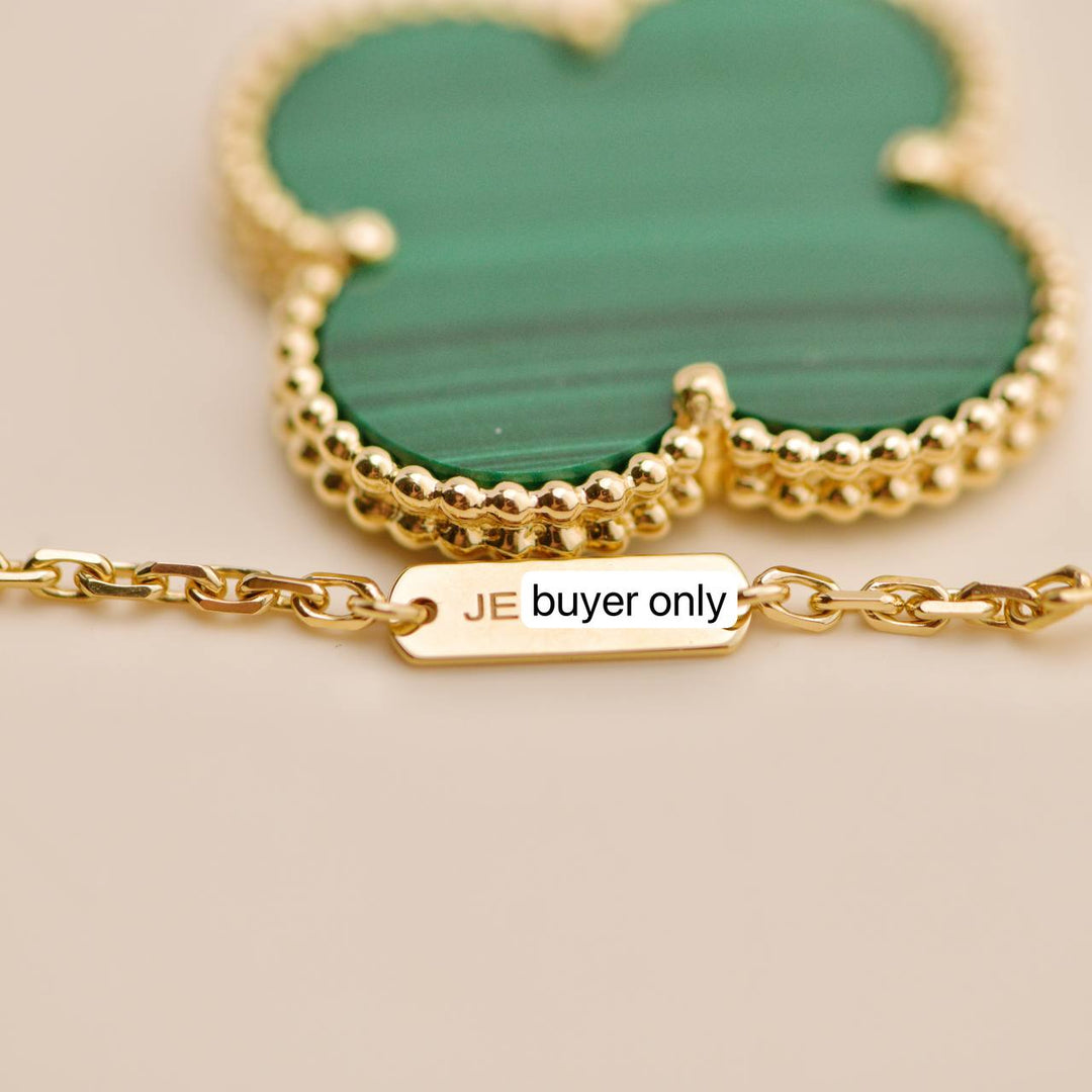 Used Van Cleef Magic Alhambra Malachite 18K Yellow Gold Necklace