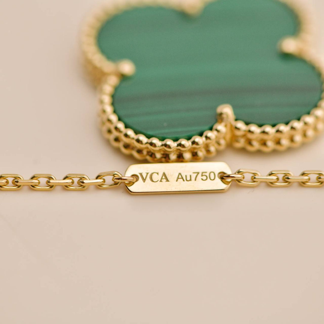 Preloved VCA Magic Alhambra Malachite 18K Yellow Gold Necklace