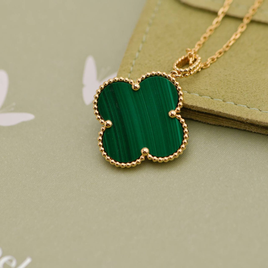 Used Van Cleef & Arpels Magic Alhambra Malachite 18K Yellow Gold Necklace