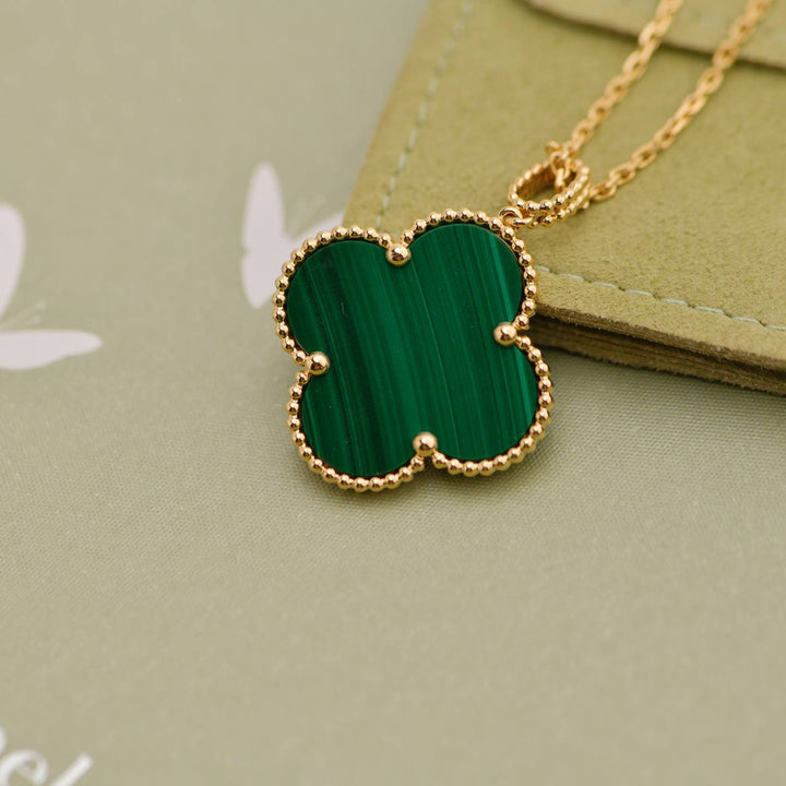 Used Van Cleef & Arpels Magic Alhambra Malachite 18K Yellow Gold Necklace