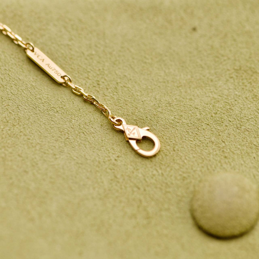 Preowned VCA Magic Alhambra Malachite 18K Yellow Gold Necklace