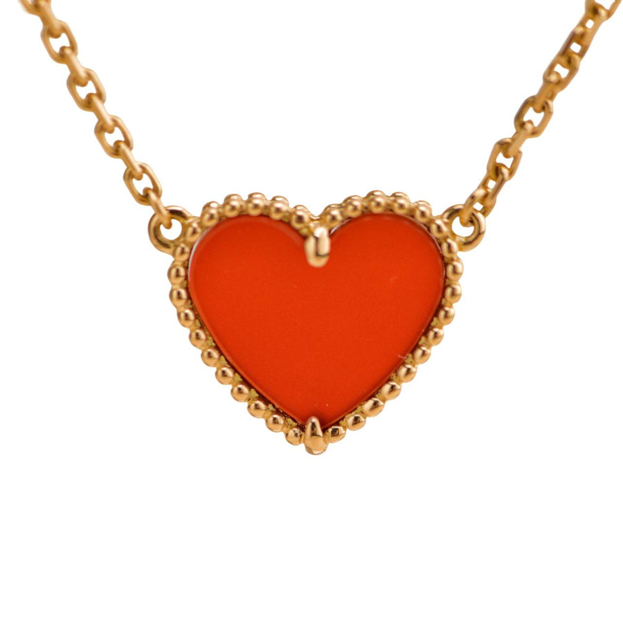 Preloved Van Cleef & Arpels Sweet Alhambra Carnelian Heart 18K Rose Gold Pendant