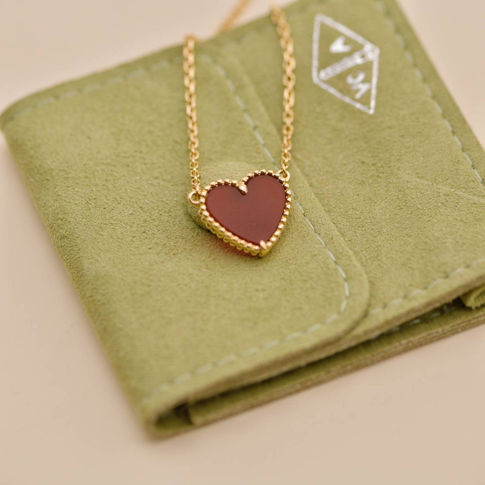 Preowned Van Cleef & Arpels Sweet Alhambra Carnelian Heart 18K Rose Gold Pendant