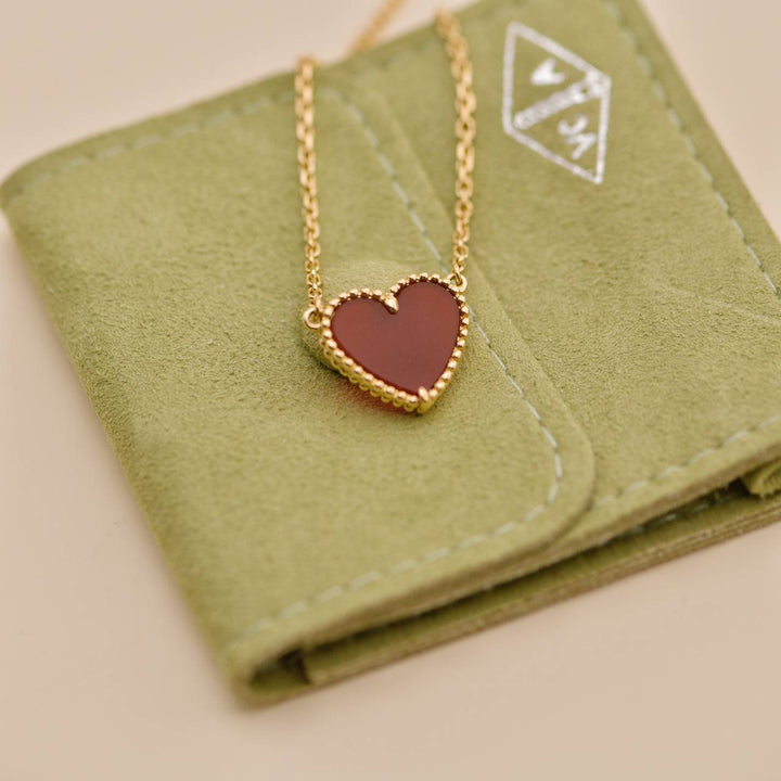 Preowned Van Cleef & Arpels Sweet Alhambra Carnelian Heart 18K Rose Gold Pendant