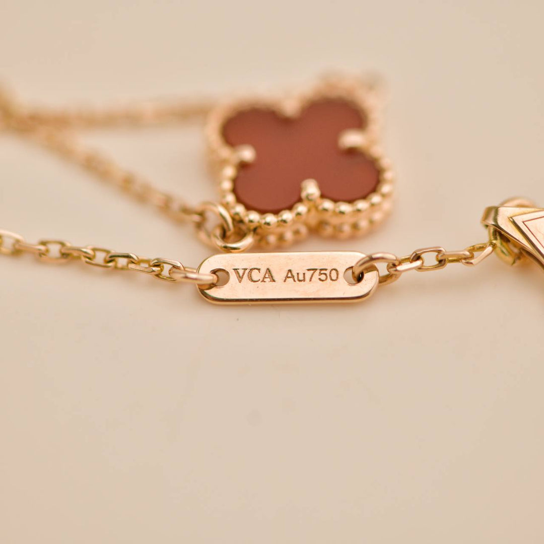 Preloved Van Cleef Sweet Alhambra Carnelian 18K Rose Gold Bracelet