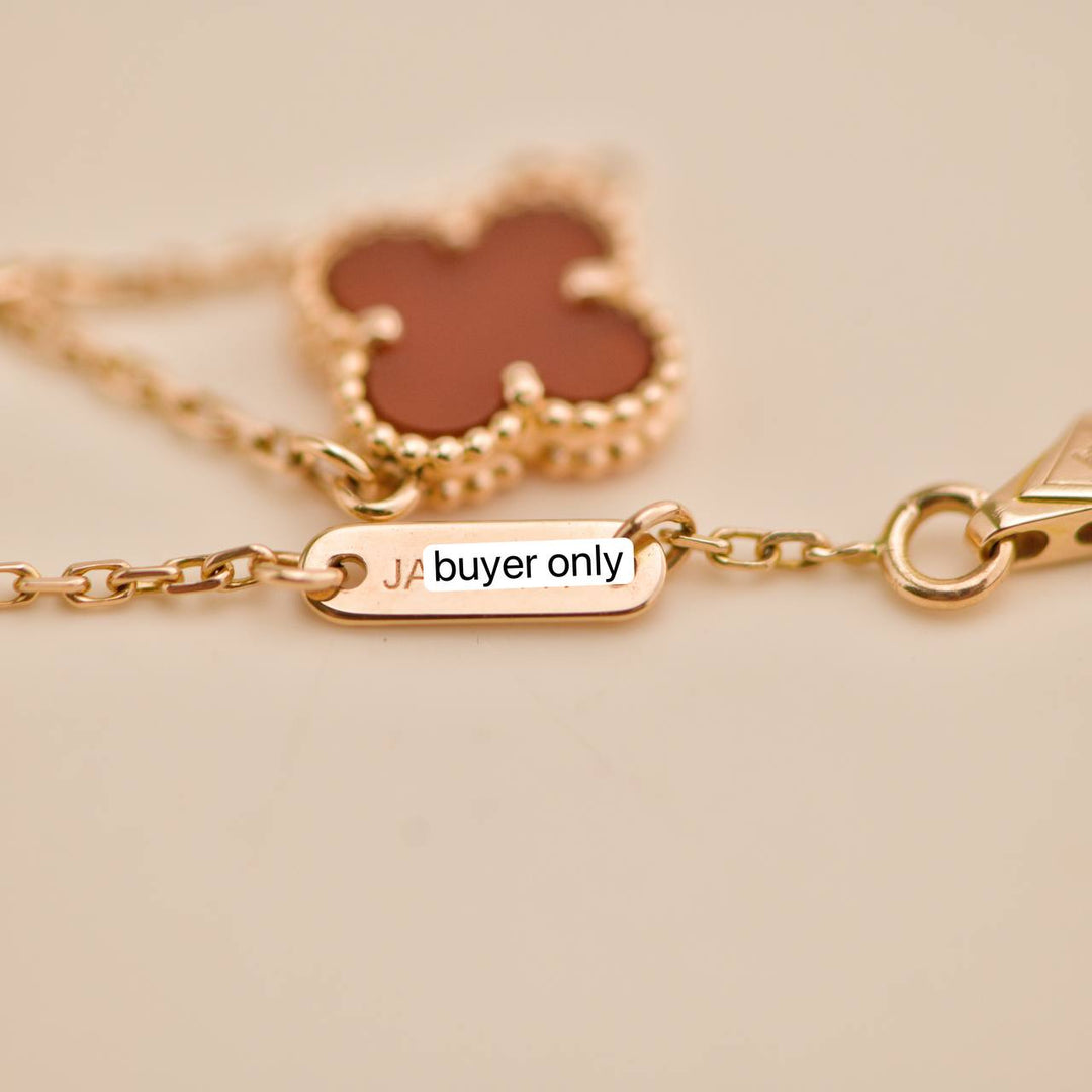 Preowned Van Cleef Sweet Alhambra Carnelian 18K Rose Gold Bracelet