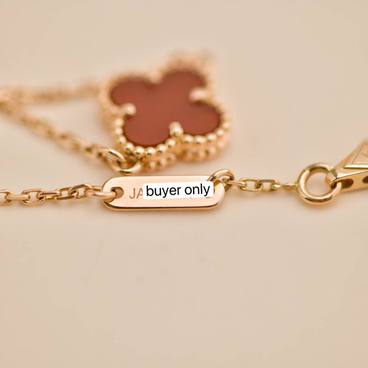 Preowned Van Cleef Sweet Alhambra Carnelian 18K Rose Gold Bracelet