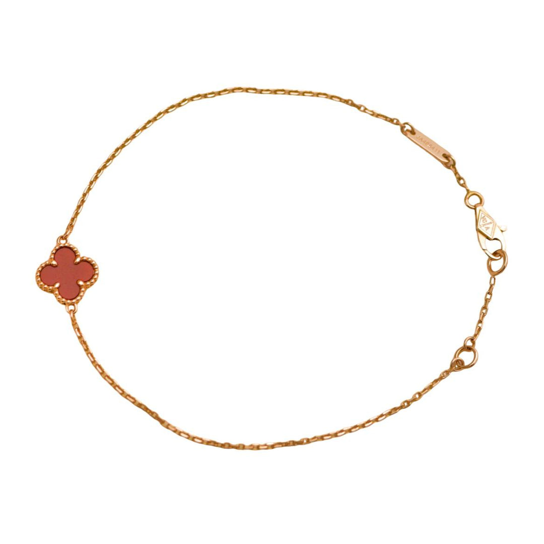 Preloved Van Cleef & Arpels Sweet Alhambra Carnelian 18K Rose Gold Bracelet