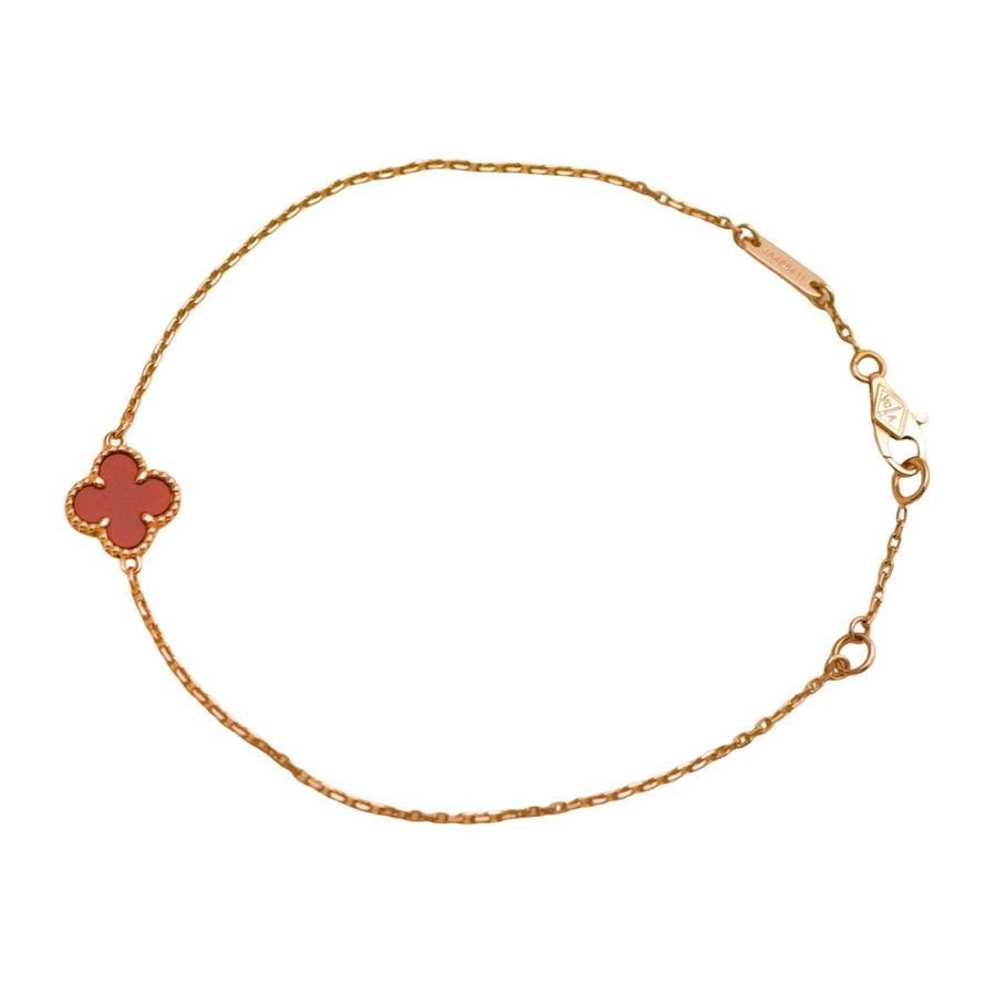 Preloved Van Cleef & Arpels Sweet Alhambra Carnelian 18K Rose Gold Bracelet