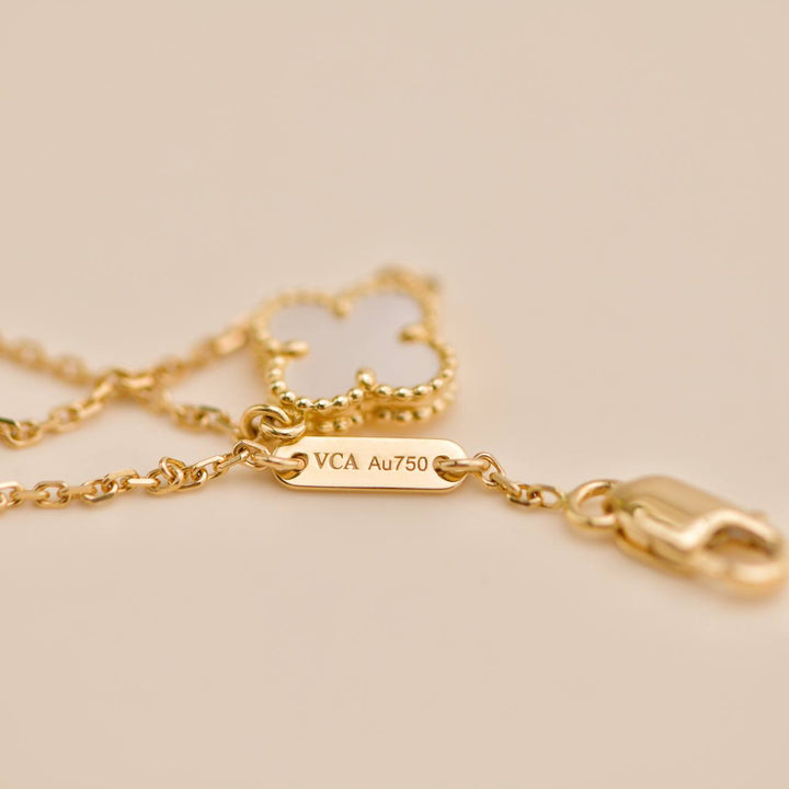 Preloved Van Cleef Sweet Alhambra Mother of Pearl Yellow Gold Bracelet