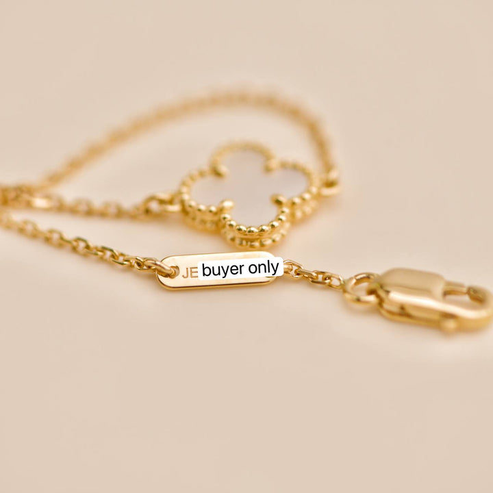 Preowned Van Cleef Sweet Alhambra Mother of Pearl Yellow Gold Bracelet