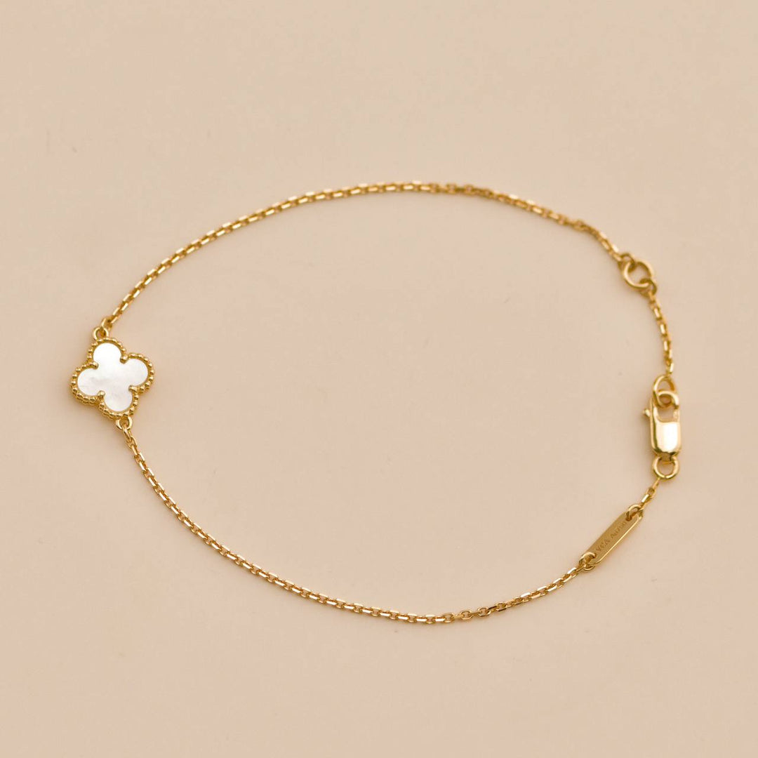 Used Van Cleef & Arpels Sweet Alhambra Mother of Pearl Yellow Gold Bracelet