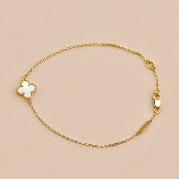 Used Van Cleef & Arpels Sweet Alhambra Mother of Pearl Yellow Gold Bracelet