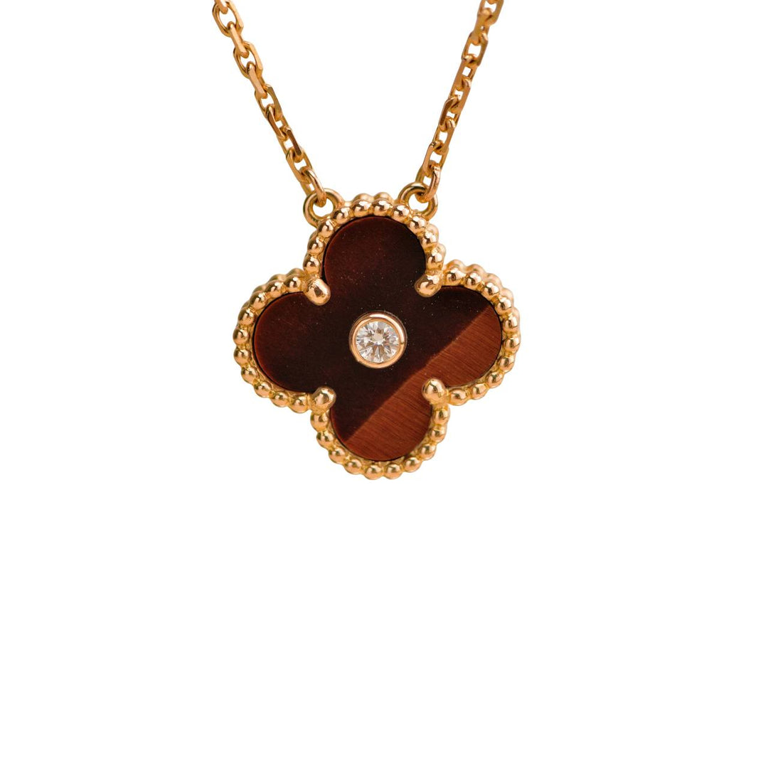 Preloved Van Cleef & Arpels Bullseye Diamond 18K Rose Gold 2017 Holiday Pendant Necklace