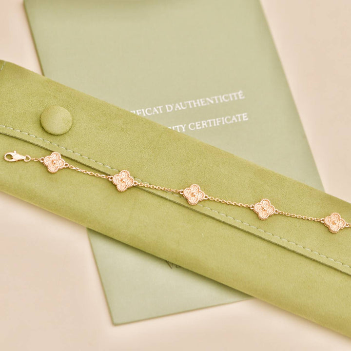 Preowned Van Cleef & Arpels Sweet Alhambra 6 Motif 18K Rose Gold Bracelet