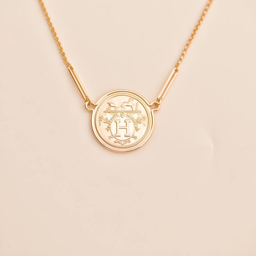 Preloved Hermès 18K Gold Coin Pendant Necklace