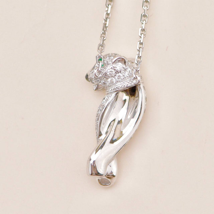 Preowned Cartier Panthère Tsavorite Onyx 18K White Gold Necklace
