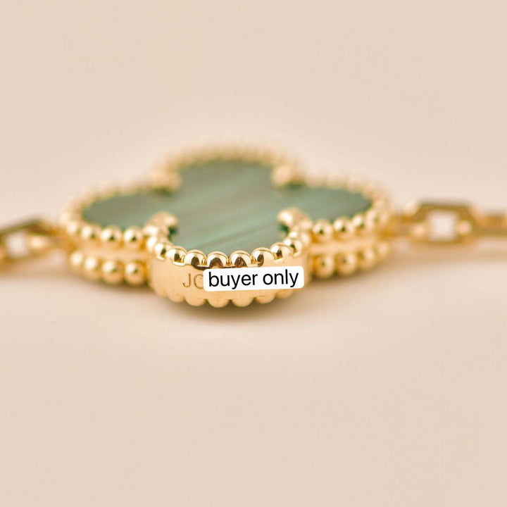 Preloved Van Cleef Vintage Alhambra 5 Motif Malachite 18K Yellow Gold Bracelet