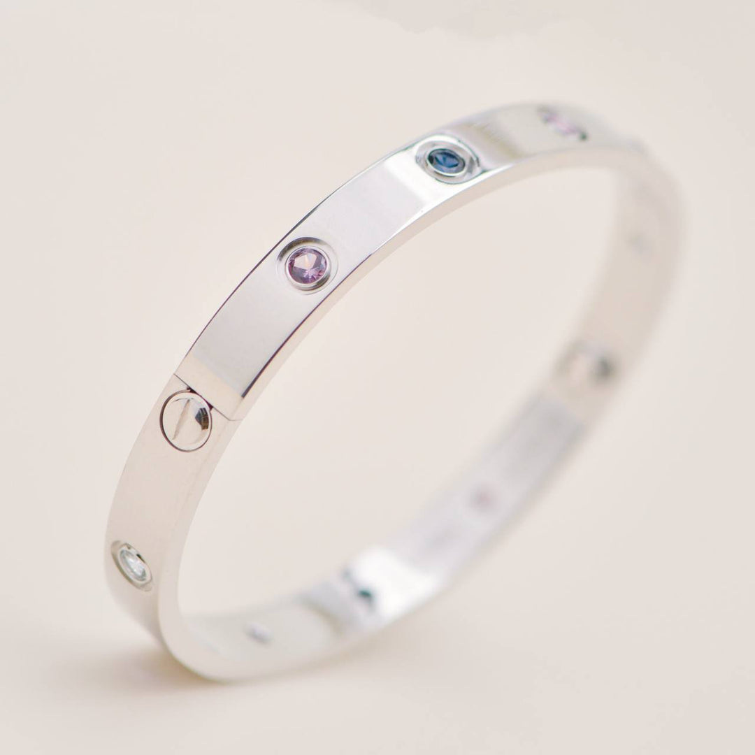 Preloved Cartier Love Rainbow Multi-gem 18K White Gold Bracelet