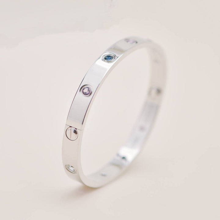 Preowned Cartier Love Rainbow Multi-gem 18K White Gold Bracelet