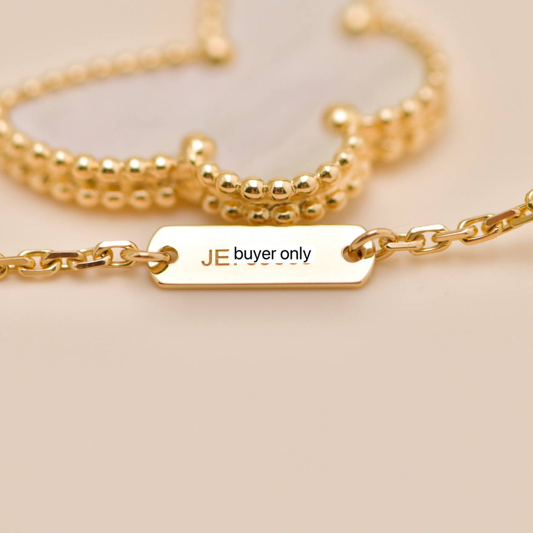 Second Hand VCA Lucky Alhmabra Butterfly Mother of Pearl 18K Yellow Gold Pendant Necklace