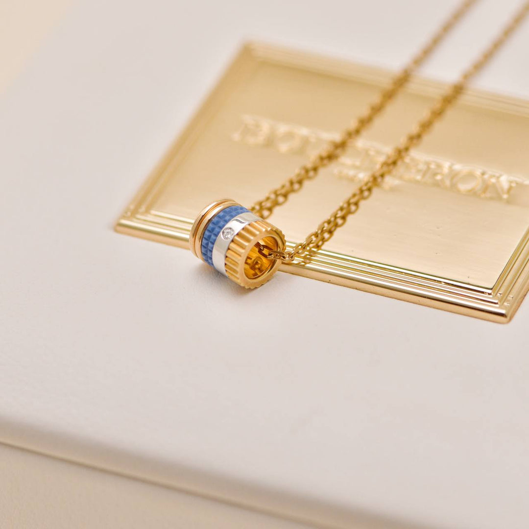 Preowned Boucheron Quatre Blue Edition 18K Rose Yellow White Gold Ceramic Necklace