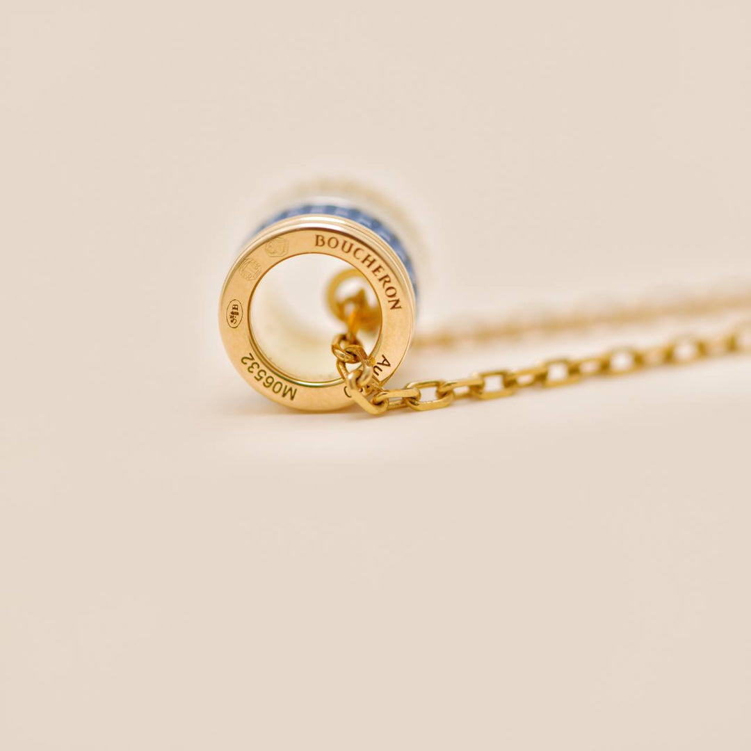 Preloved Boucheron Quatre Blue Edition 18K Rose Yellow White Gold Ceramic Necklace