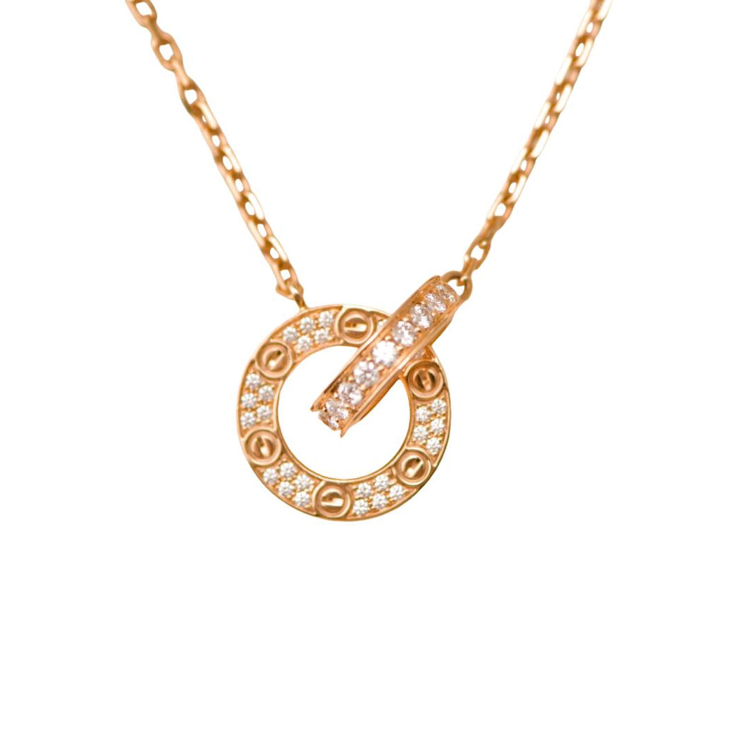 Cartier Love Necklace Pavé Diamond 18K Rose Gold – Dandelion Antiques