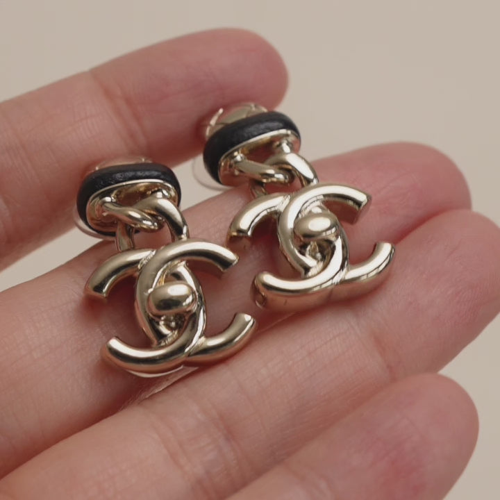 Preowned Chanel CC Turn Lock Pendant Drop Earrings