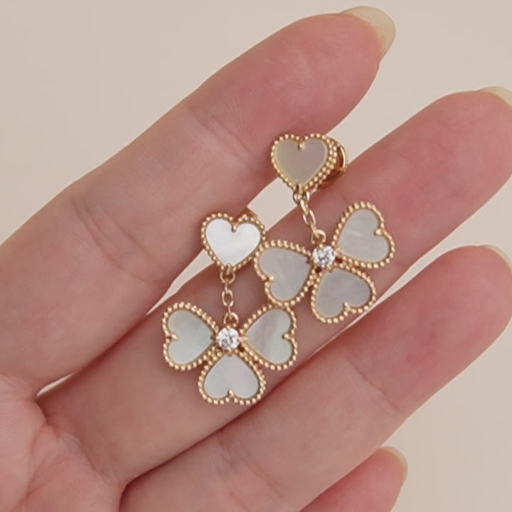Preloved Van Cleef & Arpels Sweet Hearts Diamond Mother of Pearl 18K Gold Earrings