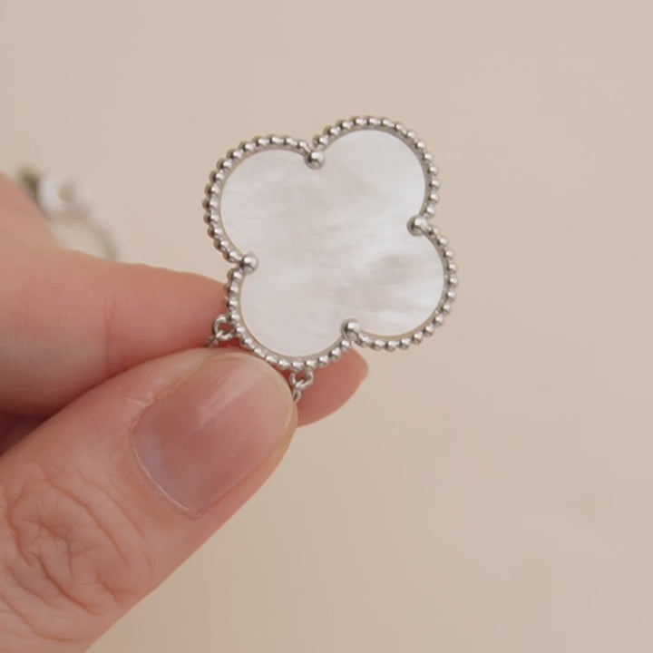 Used Van Cleef & Arpels Magic Alhambra Mother of Pearl 18k White Gold Pendant Necklace