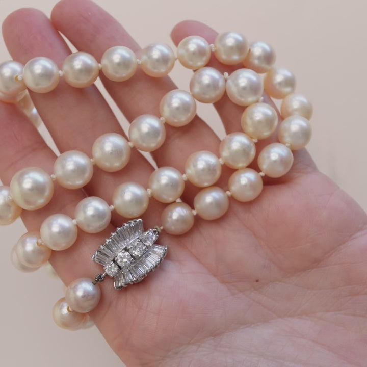 Preowned Boucheron Pearl Diamond Platinum Necklace