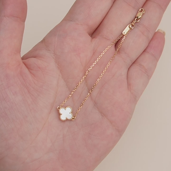 Used Van Cleef & Arpels Sweet Alhambra Mother of Pearl 18K Yellow Gold Bracelet