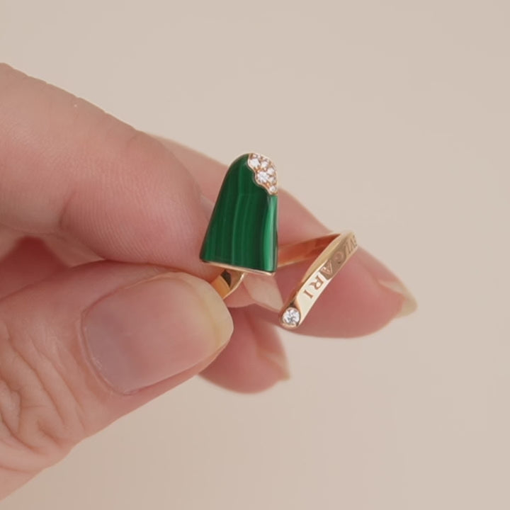Preloved Bvlgari Gelati Diamond Malachite 18K Gold Ring