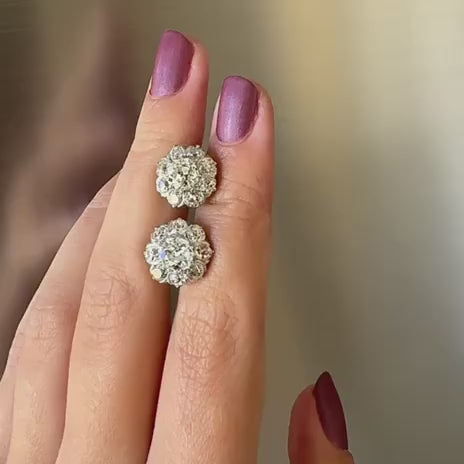 Preowned Victorian Diamond Platinum Stud Earrings