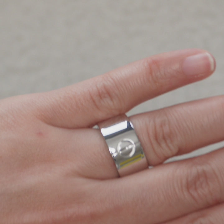 Preowned Cartier Love Wide 18K White Gold Ring Size 53