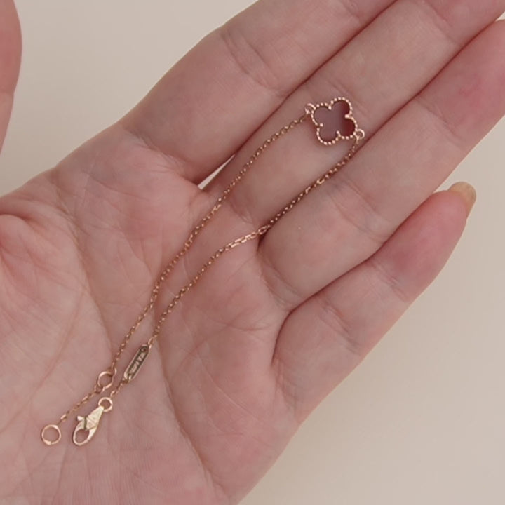 Used Van Cleef & Arpels Sweet Alhambra Carnelian 18K Rose Gold Bracelet